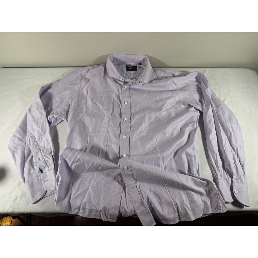 Spier & Mackay Slim Fit Dress Shirt Lavender Twill 16.5 34 Purple Long Sleeve